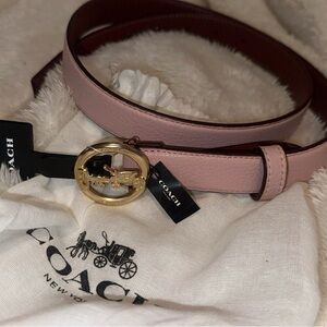Coach Light Pink Leather Belt with Gold Buckle Size Medium